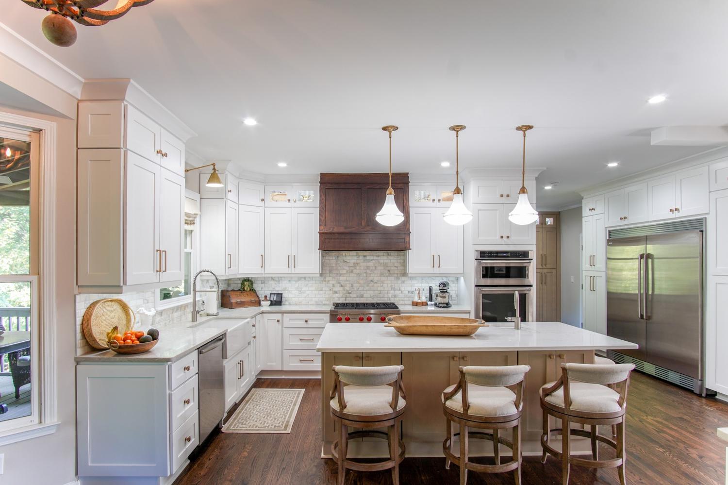 Modern kitchen with dining table